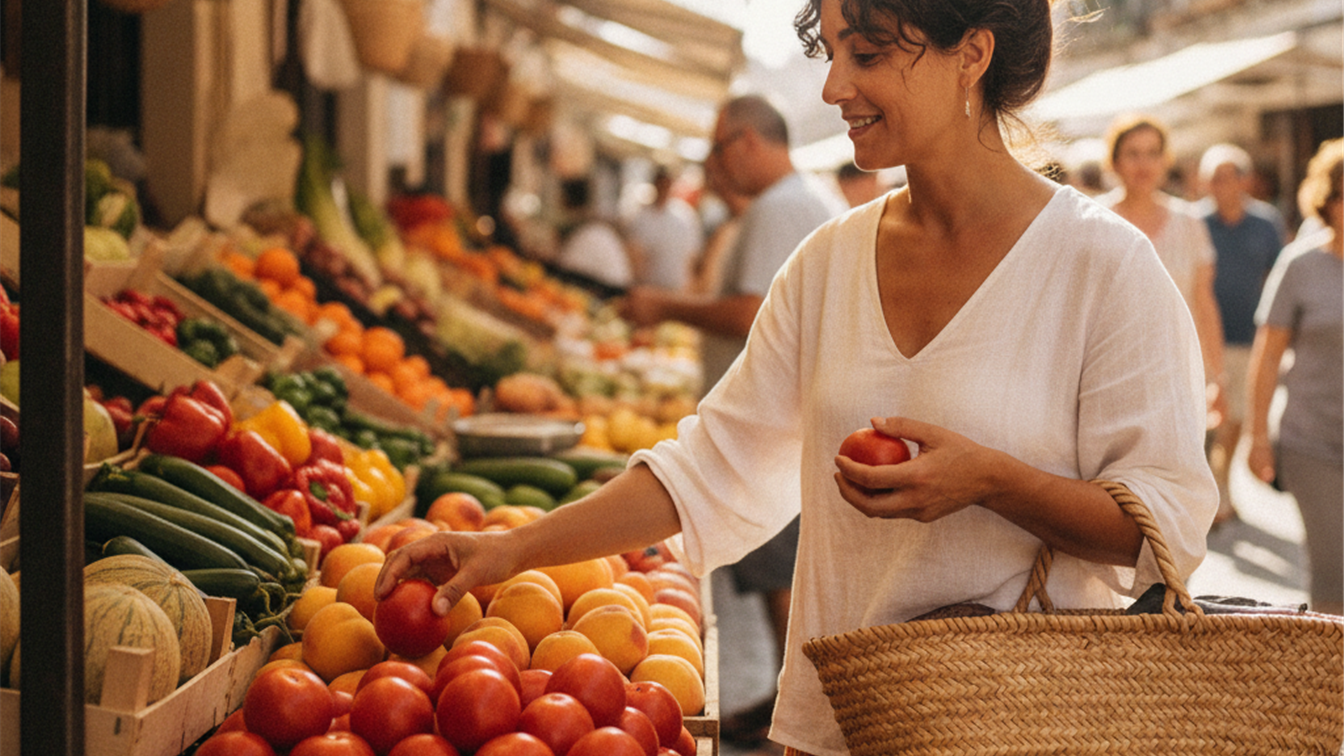 comprar fruta y verdura de temporada agosto mercado