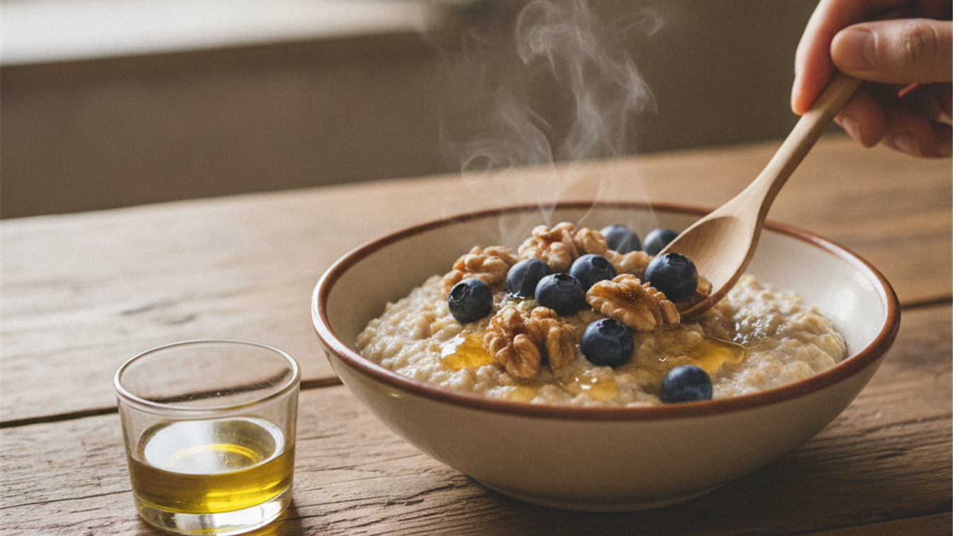 colesterol alimentacion bol de avena con nueces y arandanos