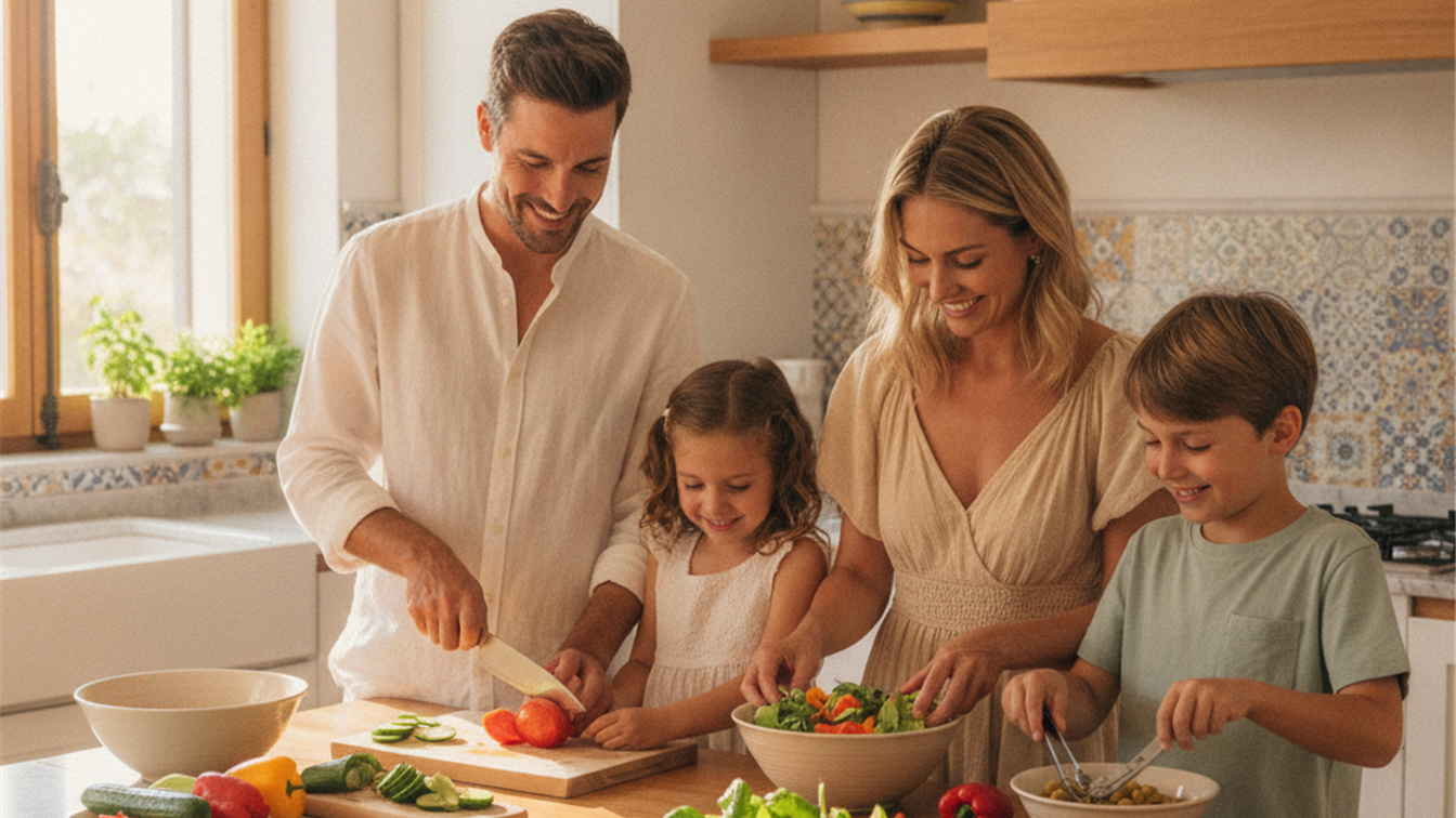 recetas saludables verano familia cocinando