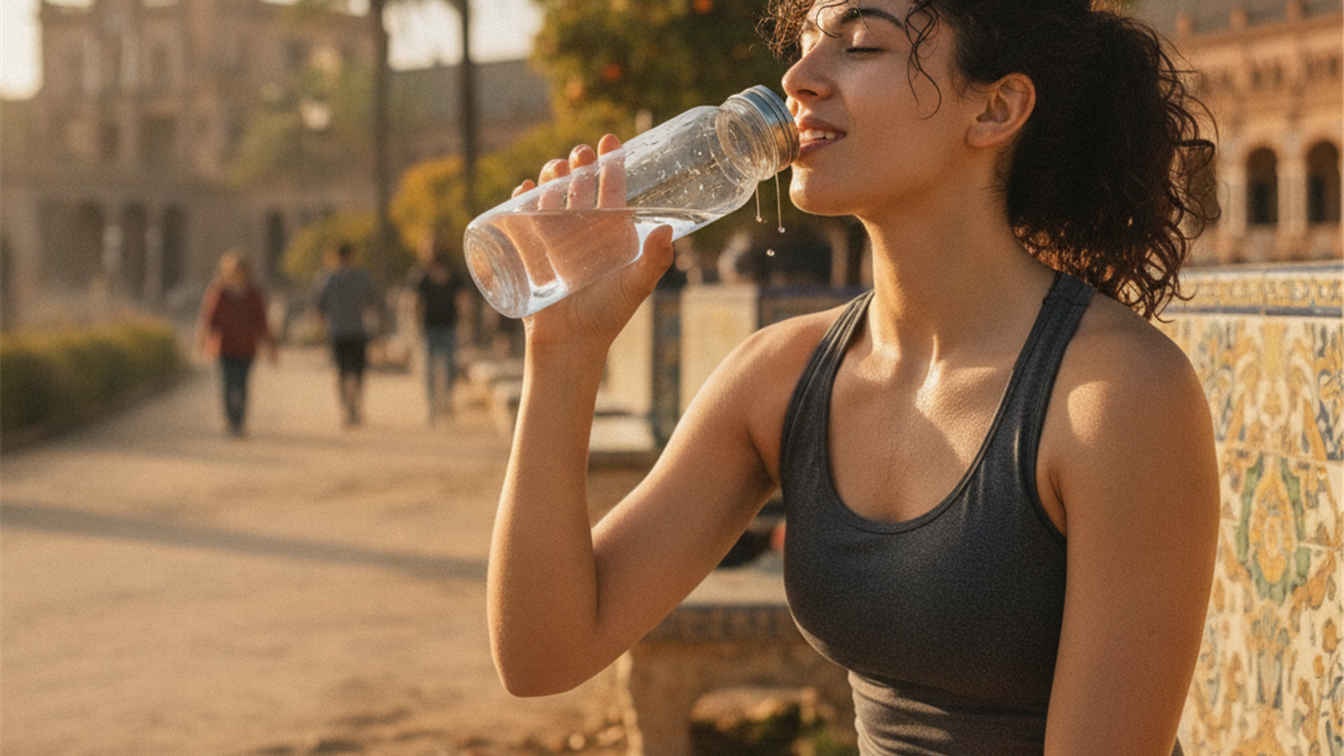 hidratacion saludable mujer bebiendo agua despues de hacer ejercicio