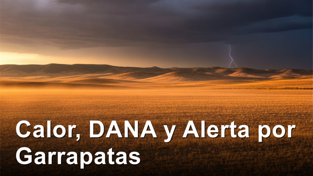 Paisaje espanol con calor extremo y tormenta acercandose