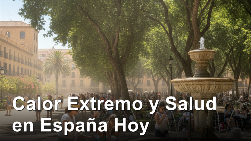 Personas refrescandose en un parque durante ola de calor en Espana