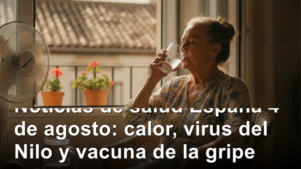 Mujer mayor bebiendo un vaso de agua junto a un ventilador en su casa durante la ola de calor