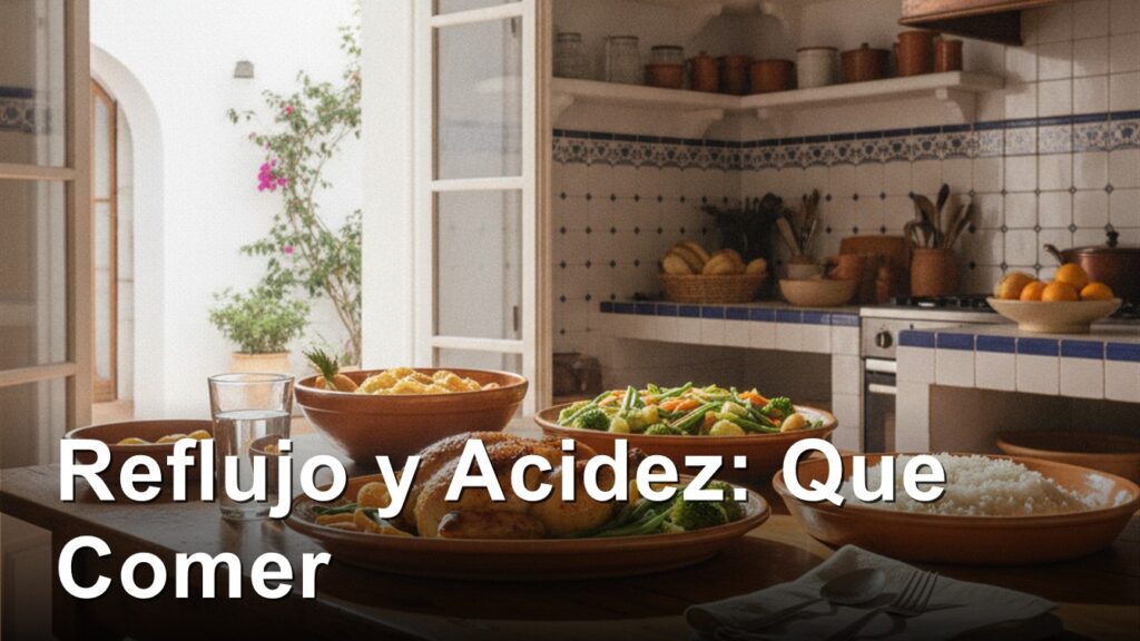 comida ligera para reflujo y acidez estomacal en mesa espanola