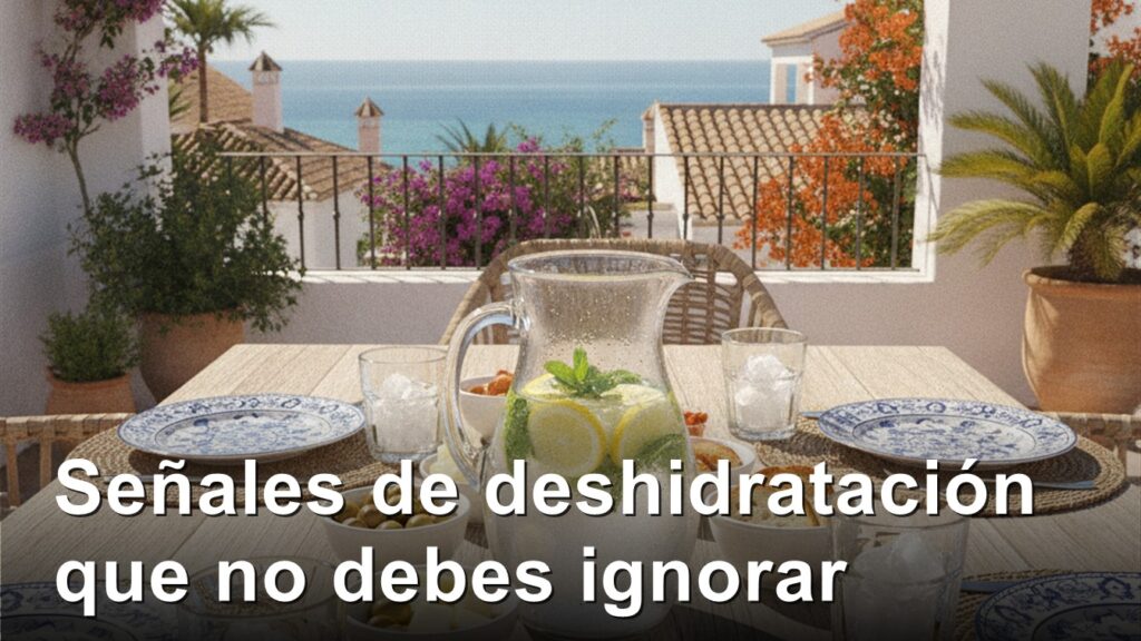 senales de deshidratacion mesa jarra agua limon terraza