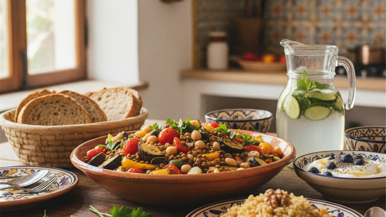 Alimentacion saludable rica en fibra y probioticos
