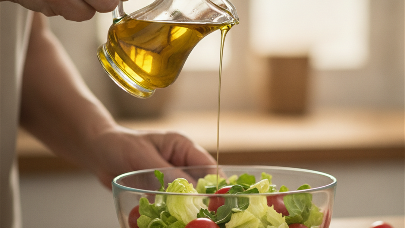 dieta mediterranea corazon aceite de oliva virgen extra sobre ensalada