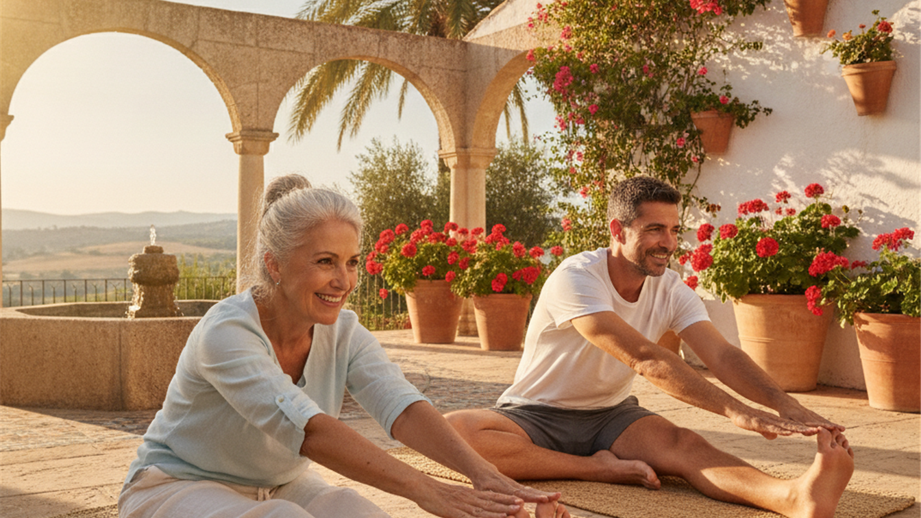 yoga pilates suave adultos mayores estiramiento