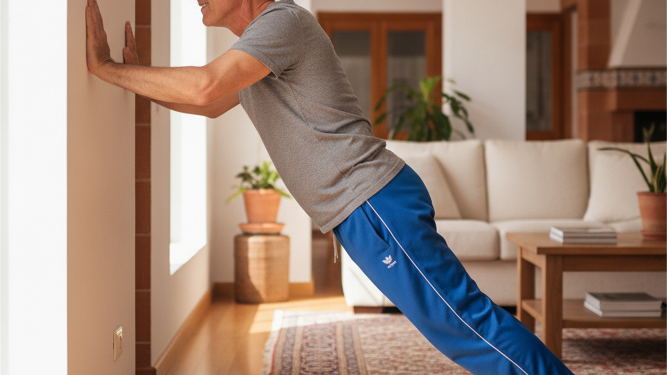 ejercicios de fuerza en casa flexiones contra la pared