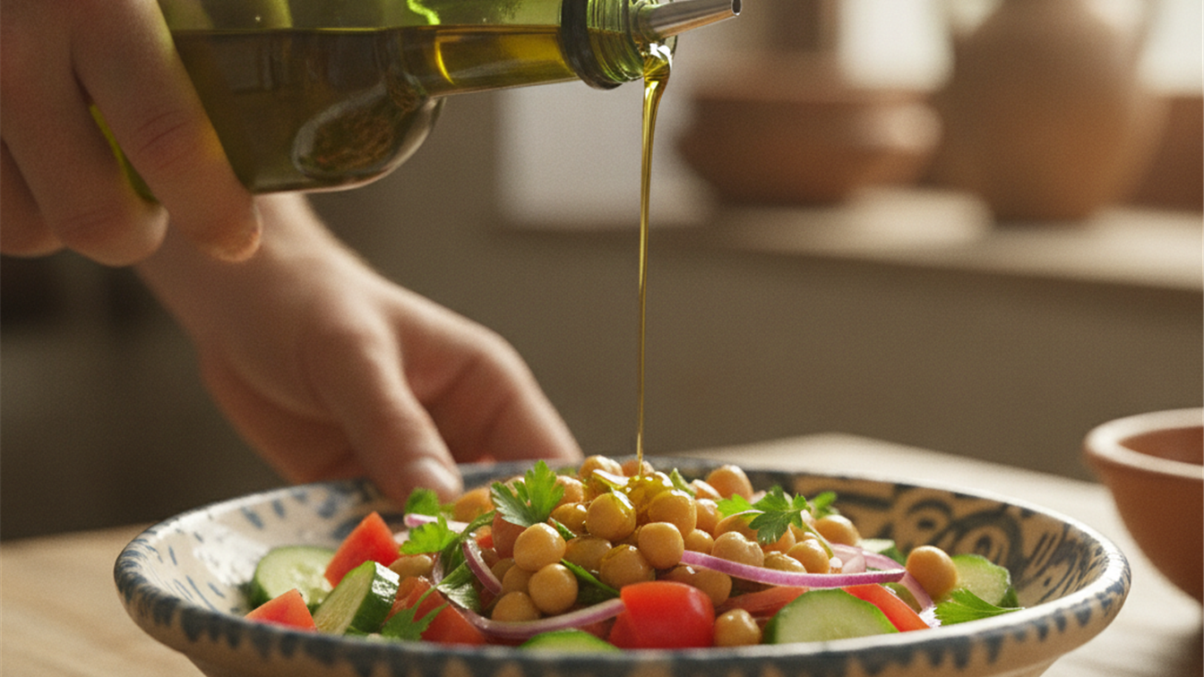 trigliceridos altos ensalada de garbanzos con aceite de oliva virgen extra