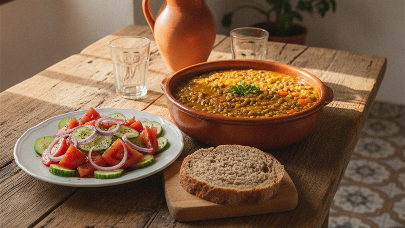 comidas para diabeticos guiso de lentejas y ensalada