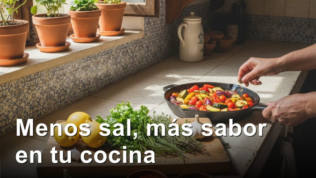 reducir sal en la cocina hierbas limon y verduras asadas